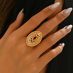 Geometric Hollow Brass Micro Pave Adjustable Finger Rings for Women&nbsp;XZ3446-1