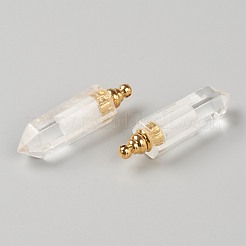 Faceted Natural Quartz Crystal Pointed Pendants&nbsp;G-H252-F07