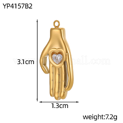 304 Stainless Steel Pave Cubic Zirconia Pendants&nbsp;STAS-OY012-26G
