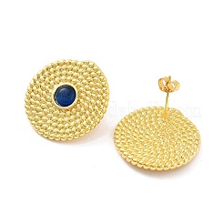 Rack Plating Flat Round Brass Stud Earrings&nbsp;EJEW-M029-07G