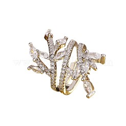 Brass Micro Pave Clear Cubic Zirconia Cuff Open Rings&nbsp;WGBB276-01