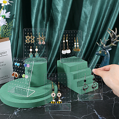 6Pcs Organic Glass Slant Back Jewelry Display Stands&nbsp;ODIS-CP0001-05