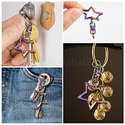 16Pcs Star Alloy & Iron Swivel Keychain Claps&nbsp;FIND-CA0007-20