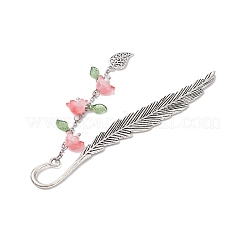4Pcs 4 Colors Alloy Feather Bookmarks&nbsp;AJEW-TA00024