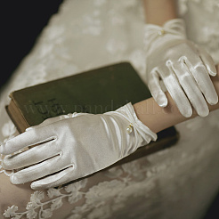 Satin Cloth Bride Gloves&nbsp;AJEW-WH20816-030A