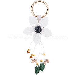Leather and Alloy Keychain&nbsp;HJEW-WH20022-04A-01