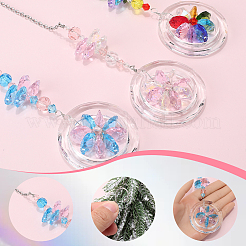 3Pcs 3 Colors 304 Stainless Steel Chain & Glass Pendant Decoration&nbsp;HJEW-SP0001-10