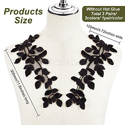 3 Pairs 3 Colors Leaf Polyester Computerized Embroidery Sew on Ornament Accessories&nbsp;DIY-FG0004-38