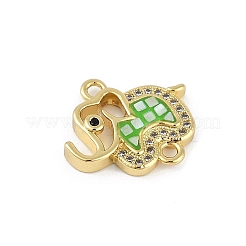 Rack Plating Brass Micro Pave Clear Cubic Zirconia Elephant Connector Charms&nbsp;KK-U032-29G-02