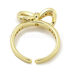 Bowknot Brass Micro Pave Cubic Zirconia Open Cuff Ring for Women&nbsp;RJEW-E296-03G