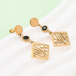 304 Stainless Steel Dangle Stud Earrings&nbsp;EJEW-F393-10G