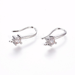 Brass Micro Pave Cubic Zirconia Earring Hooks&nbsp;ZIRC-L075-30