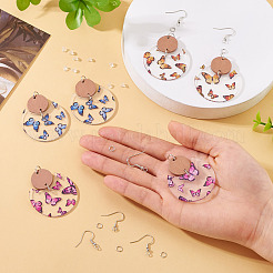 DIY Flat Round Butterfly Dangle Earrings Making Kits&nbsp;DIY-TA0012-29