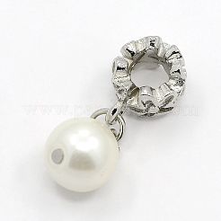 Large Hole Platinum Plated Alloy European Dangle Charms&nbsp;MPDL-D010-03