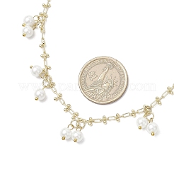 Brass Handmade Cable Link Chain Glass Pearl Tassel Necklaces for Women&nbsp;NJEW-JN05292