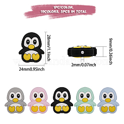 10Pcs 5 Colors Penguin Food Grade Eco-Friendly Silicone Focal Beads&nbsp;SIL-GO0001-13
