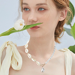 4Pcs 4 Style Natural Shell & Imitation Pearl Beaded Necklaces Set&nbsp;NJEW-AN0001-53