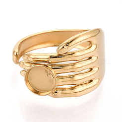 Hand 304 Stainless Steel Cuff Ring Components&nbsp;STAS-T066-12G