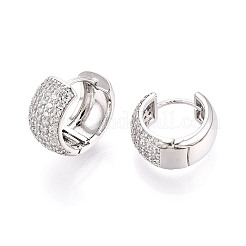 Brass Micro Pave Clear Cubic Zirconia Hoop Earrings&nbsp;EJEW-T048-48P