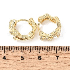 Brass Micro Pave Clear Cubic Zirconia Hoop Earrings for Women&nbsp;KK-CBA9109-01G