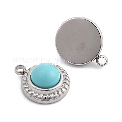 Synthetic Turquoise Half Round Charms&nbsp;STAS-L022-399P-07