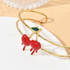 304 Stainless Steel Enamel Red Cherry Open Cuff Bangles for Women&nbsp;SA-CBA0444-02G
