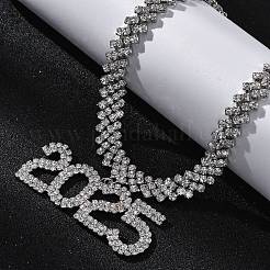 Brass Full Crystal Rhinestone 2025 Pendant Necklaces for Women&nbsp;NJEW-Q005-01P