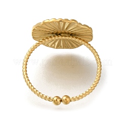 Flower 304 Stainless Steel Open Cuff Ring for Women&nbsp;RJEW-F161-02G-10