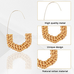 4 Pairs 4 Styles Rattan Dangle Stud Earrings&nbsp;EJEW-SP0001-16B