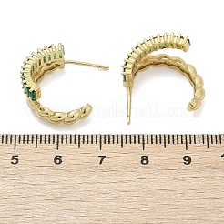 Twist Brass Micro Pave Cubic Zirconia Stud Earrings&nbsp;EJEW-M082-16G-01