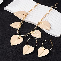 Alloy Heart Charm Necklaces & Hoop Earring Sets for Women&nbsp;WG0FBAA-01