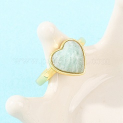 Natural Amazonite Finger Rings with Brass Findings&nbsp;G-H353-03G-03