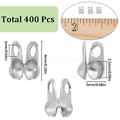 400Pcs 304 Stainless Steel Smooth Surface Bead Tips&nbsp;STAS-SC0006-99