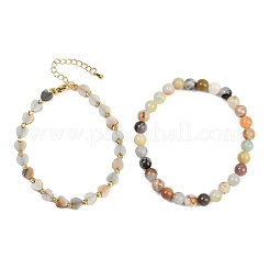 Natural Flower Amazonite Beaded Bracelets Set for Women&nbsp;BJEW-G752-02G-08