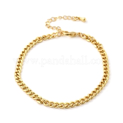 Brass Curb Chain Bracelets for Women Men&nbsp;BJEW-F494-01G-01