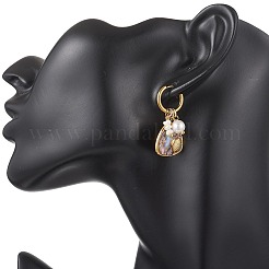 Abalone Shell Pendant Necklace & Hoop Earrings with Shell Pearl & Natural Freshwater Pearls&nbsp;SJEW-JS01379-01