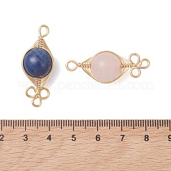 7Pcs 7 Colors Natural Mixed Gemstone Herringbone Wire-Wrapped Pendants&nbsp;PALLOY-JF05188