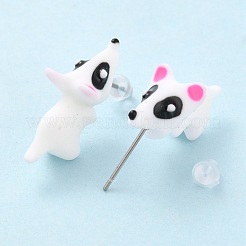 Cute Dog Resin Stud Earrings&nbsp;EJEW-K089-03P