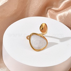 304 Stainless Steel Cuff Open Rings for Women&nbsp;RJEW-F208-02G-01