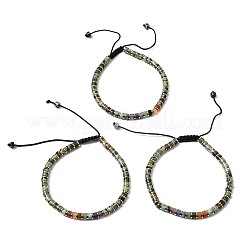 Natural African Turquoise(Jasper) & Non-magnetic Hematite Beaded Adjustable Bracelets for Unisex&nbsp;BJEW-K251-09W