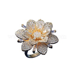 Brass Micro Pave Clear Cubic Zirconia Finger Rings&nbsp;FS-WG204B7-01