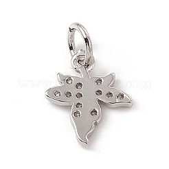 Brass Micro Pave Clear Cubic Zirconia Maple Leaf Charms&nbsp;ZIRC-F132-44P
