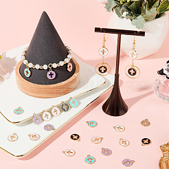 50Pcs 5 Colors Light Gold Plated Alloy Enamel Pendants&nbsp;ENAM-SC0003-70