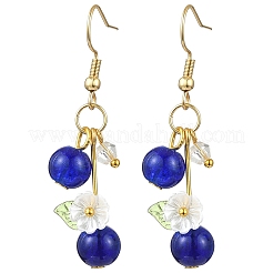 304 Stainless Steel Glass Blueberry Dangle Earrings&nbsp;EJEW-JE06251-02