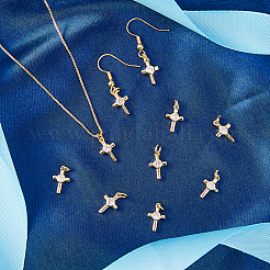 20Pcs Brass Micro Pave Cubic Zirconia Tiny Cross Charms&nbsp;KK-DC0001-85