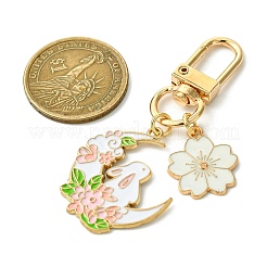 Moon & Flower & Rabbit Alloy Enamel Pendant Decorations&nbsp;HJEW-JM02752