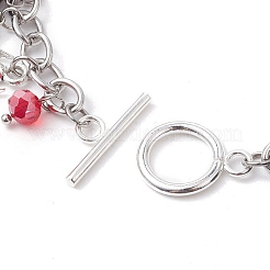 Halloween Natural Lava Rock and Glass Cable Chains Charm Bracelets&nbsp;BJEW-TA00476