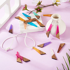 16Pcs 8 Colors Resin & Wood Pendants&nbsp;WOOD-TA0002-70