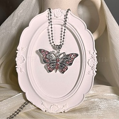 European Style Vintage Alloy Rhinestone Butterfly Pendant Ball Chain Necklaces for Women&nbsp;YE8712-2