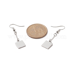 3 Pair 3 Style Heart & Flat Round & Square 304 Stainless Steel Dangle Earrings&nbsp;EJEW-JE05165